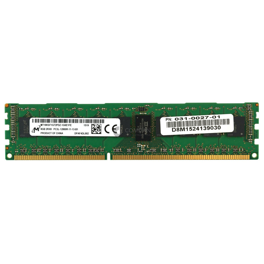 031-0027-01 EMC MEMORY 8GB 2RX8 PC3L 12800R DDR3 - MT18KSF1G72PDZ-1G6E1